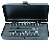 40 Piece - System 4 ESD Safe Micro Bit Interchangeable Set - #75996 - Includes: ESD Handle and Slotted; Phillips; Torx®; Hex Inch & Metric Micro Bits - 105mm Bit Extension - Storage Box - Exact Industrial Supply