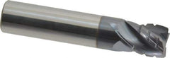 Accupro - 1/2" Diam, 5/8" LOC, 4 Flute Solid Carbide Corner Chamfer Roughing End Mill - AlTiN Finish, 2-1/2" OAL, 1/2" Shank Diam, Single End, 30° Helix - Exact Industrial Supply