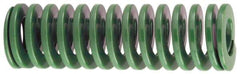 Dayton Lamina - 2-1/2" Hole Diam, 1-1/2" Rod Diam, 4" Free Length, Green Die Spring - 76.2 Lb Max Deflection, 1.61" Max Deflection, Light Duty, Chromium Vanadium Steel - Exact Industrial Supply