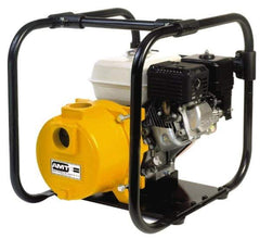American Machine & Tool - 5.5 HP, 3,600 RPM, 2 Port Size, 1 Solids Handling, Honda OHV, Self Priming Engine Pump - Cast Iron, 3.8 Quart Tank Size, Buna-N and Silicon Carbide Shaft Seal, Stainless Steel Shaft Sleeve - Exact Industrial Supply