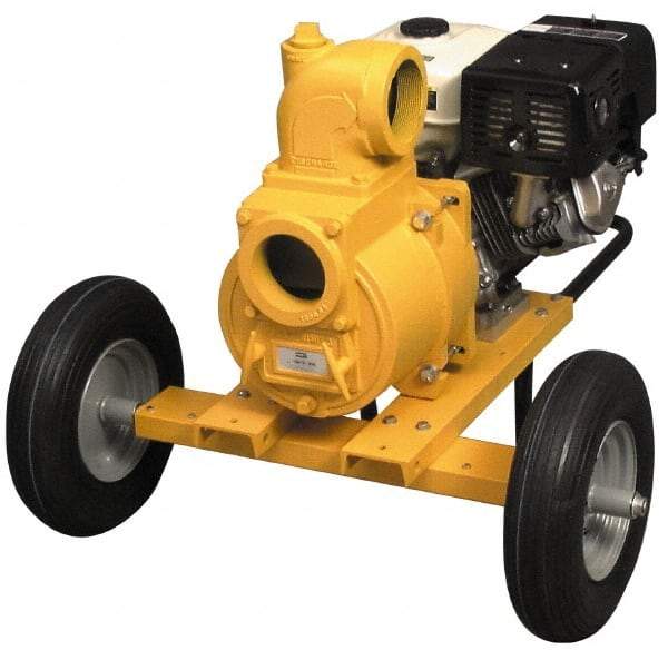 American Machine & Tool - 13.0 HP, 3,600 RPM, 4 Port Size, 2 Solids Handling, Honda OHV, Self Priming Engine Pump - Aluminum, 6.9 Quart Tank Size, Buna-N and Silicon Carbide Shaft Seal, Stainless Steel Shaft Sleeve - Exact Industrial Supply