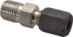 Made in USA - 1/4" OD, Grade 316Stainless Steel Male Connector - -75 to 750°F, 9/16" Hex, Comp x MPT Ends - Exact Industrial Supply