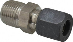 Made in USA - 1/2" OD, Grade 316Stainless Steel Male Connector - -75 to 750°F, 7/8" Hex, Comp x MPT Ends - Exact Industrial Supply