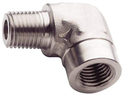 Made in USA - 1-1/4" Grade 316 Stainless Steel Pipe 90° Street Elbow - MNPT x FNPT End Connections, 3,000 psi - Exact Industrial Supply