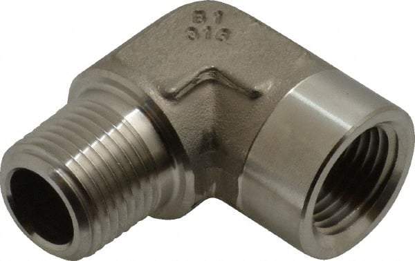 Made in USA - 1/2" Grade 316 Stainless Steel Pipe Fitting - FNPTF x MNPTF End Connections - Exact Industrial Supply