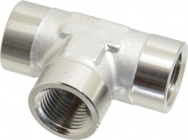 Made in USA - 3/4" Grade 316 Stainless Steel Pipe Tee - FNPT End Connections, 3,000 psi - Exact Industrial Supply