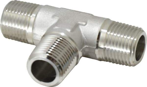 Made in USA - 1-1/4" Grade 316 Stainless Steel Pipe Tee - MNPT End Connections, 1,500 psi - Exact Industrial Supply