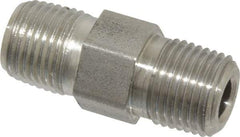 Made in USA - 1/8" Grade 316 Stainless Steel Pipe Hex Nipple - MNPTF x MNPTF End Connections - Exact Industrial Supply