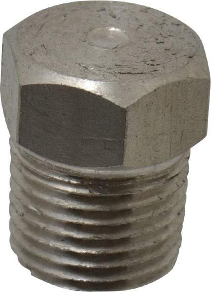 Made in USA - 1/8" Grade 316 Stainless Steel Pipe Hex Head Plug - MNPTF End Connections - Exact Industrial Supply