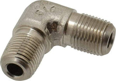 Made in USA - 1/8" Grade 316 Stainless Steel Pipe 90° Male Elbow - MNPTF x MNPTF End Connections - Exact Industrial Supply