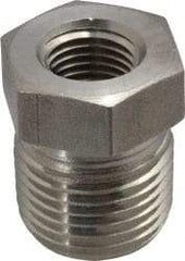 Made in USA - 1-1/2 x 1/2" Grade 316 Stainless Steel Pipe Hex Bushing - MNPT x FNPT End Connections, 2,400 psi - Exact Industrial Supply