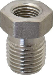 Made in USA - 1/4 x 1/8" Grade 316 Stainless Steel Pipe Hex Bushing - MNPTF x FNPTF End Connections - Exact Industrial Supply