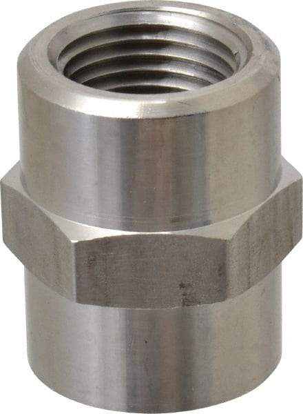 Made in USA - 1-1/4" Grade 316 Stainless Steel Pipe Hex Coupling - FNPT End Connections, 3,000 psi - Exact Industrial Supply