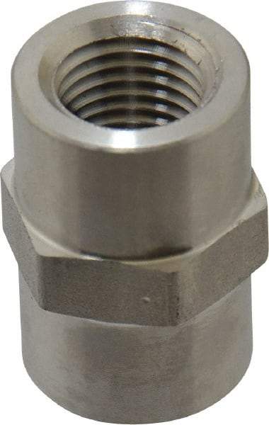 Made in USA - 1/4" Grade 316 Stainless Steel Pipe Hex Coupling - FNPTF x FNPTF End Connections - Exact Industrial Supply