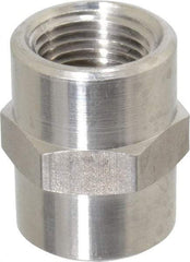 Made in USA - 3/8" Grade 316 Stainless Steel Pipe Hex Coupling - FNPTF x FNPTF End Connections - Exact Industrial Supply