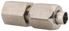Made in USA - 5/8" Tube OD, 37° Stainless Steel Flared Tube Female Connector - 1/2-14 NPTF, Flare x FIP Ends - Exact Industrial Supply