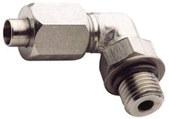 Made in USA - 3/8" Tube OD, 37° Stainless Steel Flared Tube Male Elbow - 9/16-18 UNF, Flared to Male SAE O-Ring, 90° Ends - Exact Industrial Supply