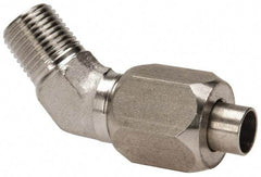 Made in USA - 5/8" Tube OD, 37° Stainless Steel Flared Tube Male 45° Elbow - 1/2-14 NPTF, Flare x MNPTF Ends - Exact Industrial Supply