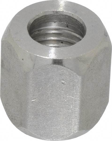 Made in USA - 1/4" Tube OD, 37° Stainless Steel Flared Tube Nut - 7/16-20 UNF, Flare Ends - Exact Industrial Supply