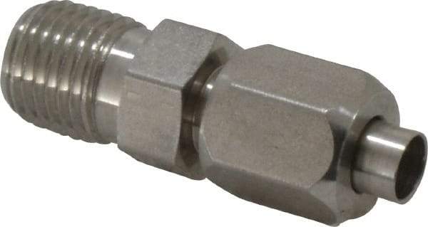 Made in USA - 1/4" Tube OD, 37° Stainless Steel Flared Tube Male Connector - 1/4-18 NPTF, Flare x MNPTF Ends - Exact Industrial Supply