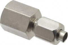 Made in USA - 1/4" Tube OD, 37° Stainless Steel Flared Tube Female Connector - 1/4-18 NPTF, Flare x FNPT Ends - Exact Industrial Supply