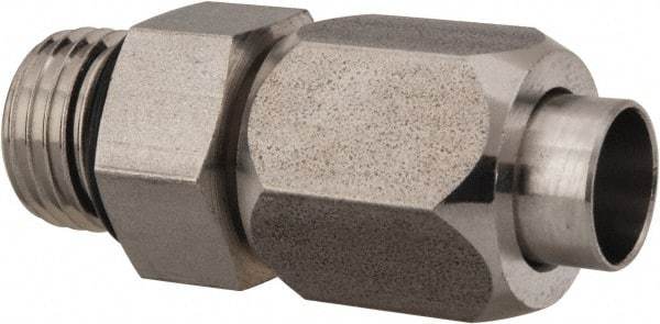 Made in USA - 3/8" Tube OD, 37° Stainless Steel Flared Tube Male Connector - 9/16-18 UNF, Flared to Male SAE O-Ring Ends - Exact Industrial Supply
