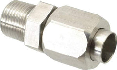 Made in USA - 1/2" Tube OD, 37° Stainless Steel Flared Tube Male Connector - 3/8-18 NPTF, Flare x MNPTF Ends - Exact Industrial Supply