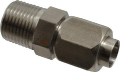 Made in USA - 1/2" Tube OD, 37° Stainless Steel Flared Tube Male Connector - 1/2-14 NPTF, Flare x MNPTF Ends - Exact Industrial Supply