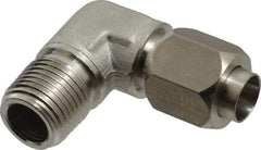 Made in USA - 1/2" Tube OD, 37° Stainless Steel Flared Tube Male Elbow - 1/2-14 NPTF, Flare x MNPTF Ends - Exact Industrial Supply