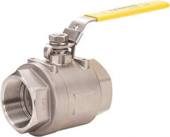 Legend Valve - 4" Pipe, Full Port, Stainless Steel Full Port Ball Valve - 2 Piece, FNPT x FNPT Ends, Locking Lever Handle, 800 WOG, 150 WSP - Exact Industrial Supply