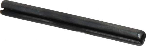 Made in USA - 5/32" Diam x 1-1/2" Long Slotted Spring Pin - Grade 1070-1090 Alloy Steel, Black Oxide Finish - Exact Industrial Supply