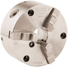 Buck Chuck Company - 3 Jaws, 6" Diam, Self Centering Manual Lathe Chuck - Front Mount, Adjustable, 4,600 Max RPM, 1.78" Through Hole Diam, Forged Steel - Exact Industrial Supply