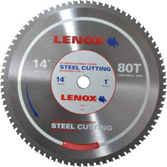 Lenox - 14" Diam, 1" Arbor Hole Diam, 80 Tooth Wet & Dry Cut Saw Blade - Titanium Carbide-Tipped, General Purpose Action, Standard Round Arbor - Exact Industrial Supply