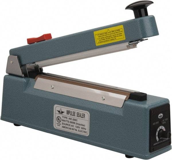 Value Collection - 8" Max Seal, 6 mil Thick, Table Top Thermal Impulse Sealer with Cutter - 260 Watts - Exact Industrial Supply