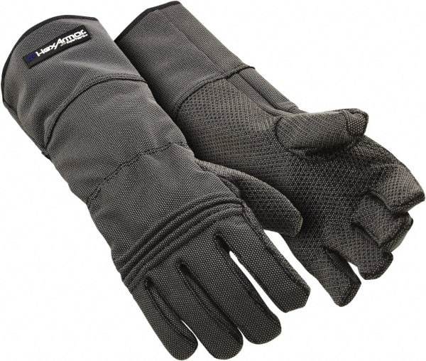 HexArmor - Size L (9), ANSI Cut Lvl A9, Puncture Lvl 3, Silicone Rubber Coated SuperFabric Cut Resistant Gloves - Palm Coated, Dyneema Lining, Gauntlet Cuff, Gray, Paired - Exact Industrial Supply