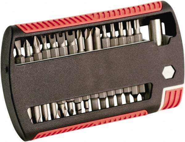 Wiha - 31 Piece, 1/4" Drive Screwdriver Bit Set - #1 to #2 Phillips, 5/64 to 1/4" Hex, T8 to T25 Torx, #1 & #2 Pozidriv - Exact Industrial Supply