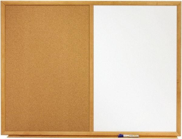Quartet - 24" High x 36" Wide Cork/Melamine Dry Erase Board - Fiberboard Frame, 24-3/4" Deep, Includes Accessory Tray/Rail & One Dry-Erase Marker & Mounting Kit - Exact Industrial Supply
