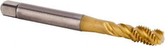 Kennametal - M6x1.00 Metric 3 Flute 6HX Modified Bottoming Spiral Flute Tap - Powdered Metal, TiCN/TiN Finish, 80mm OAL, Right Hand Flute, Right Hand Thread, Series T630 - Exact Industrial Supply