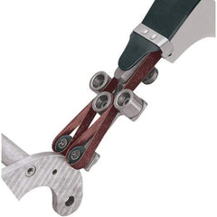 Dynabrade - 3/8" Wide Contact Wheel Assembly Arm - For Two-Edge Deburring, 34" Belt Length x 1/2" Belt Width, Round Radius, Rubber, 70" Contact Wheel Diam - Exact Industrial Supply