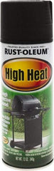 Rust-Oleum - Black, Satin, High-Heat Spray Paint - 10 to 12 Sq Ft per Can, 12 oz Container, Use on Metal - Exact Industrial Supply