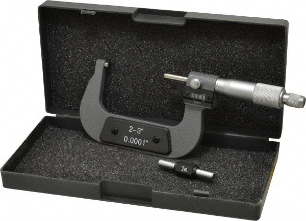 Value Collection - 2 to 3" Range, 0.0001" Graduation, Mechanical Outside Micrometer - Ratchet Stop Thimble, Digital Counter - Exact Industrial Supply