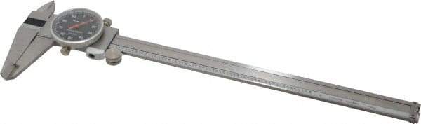 Value Collection - 0" to 8" Range, 0.001" Graduation, 0.1" per Revolution, Dial Caliper - Black Face - Exact Industrial Supply