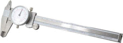 Value Collection - 0mm to 6" Range, 0.001" and 0.02 mm Graduation, 0.1" per Revolution, Dial Caliper - White Face, 1.57" Jaw Length - Exact Industrial Supply