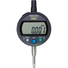 Mitutoyo - 0 to 12.7mm Range, 0.001mm Graduation, Electronic Drop Inidicator - Flat Back, 0.003mm Accuracy, LCD Display, Metric - Exact Industrial Supply