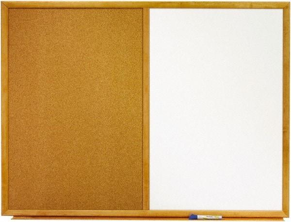 Quartet - 48" Wide x 36" High Dry Erase Combination Cork Bulletin Board - Melamine, White/Brown - Exact Industrial Supply