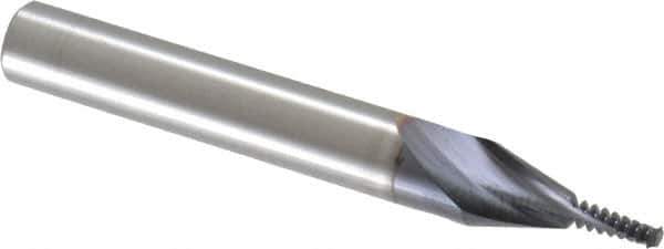 Accupro - #6-32 UNC, 0.115" Cutting Diam, 2 Flute, Solid Carbide Helical Flute Thread Mill - Internal Thread, 1/4" LOC, 2" OAL, 1/4" Shank Diam - Exact Industrial Supply