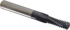 Accupro - 3/8-16 UNC, 0.285" Cutting Diam, 4 Flute, Solid Carbide Helical Flute Thread Mill - Internal Thread, 3/4" LOC, 2-1/2" OAL, 5/16" Shank Diam - Exact Industrial Supply