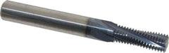 Accupro - 7/16-20 UNF, 0.335" Cutting Diam, 4 Flute, Solid Carbide Helical Flute Thread Mill - Internal Thread, 7/8" LOC, 3" OAL, 3/8" Shank Diam - Exact Industrial Supply