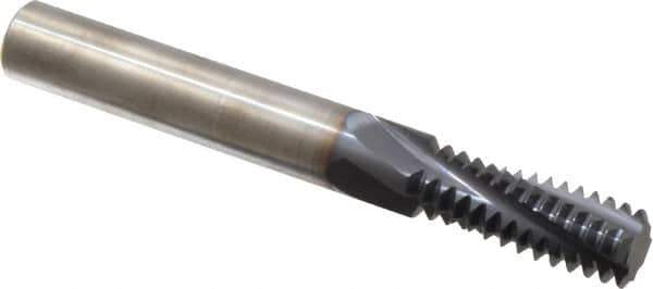 Accupro - 3/4-10 UNC, 0.495" Cutting Diam, 4 Flute, Solid Carbide Helical Flute Thread Mill - Internal Thread, 1-1/4" LOC, 4" OAL, 1/2" Shank Diam - Exact Industrial Supply
