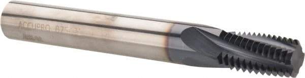 Accupro - NPT, 0.495" Cutting Diam, 4 Flute, Solid Carbide Helical Flute Thread Mill - Internal Thread, 7/8" LOC, 4" OAL, 1/2" Shank Diam - Exact Industrial Supply